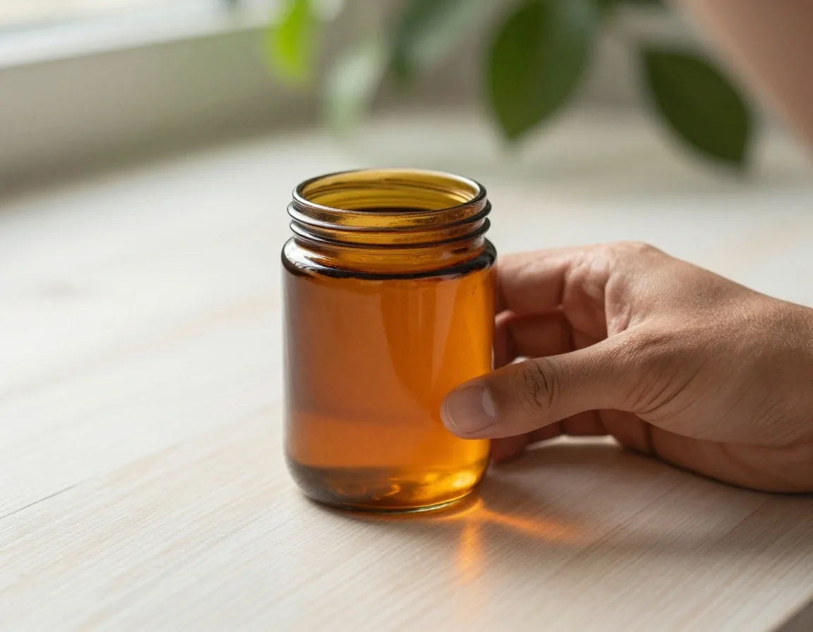 Supplement label on an amber jar