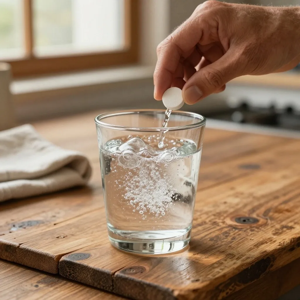 Effervescent tablet dissolving in water